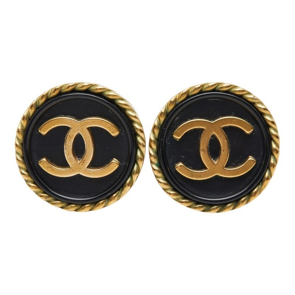 CHANEL Authentic Vintage Black Logo Earrings - Picture 2 of 5